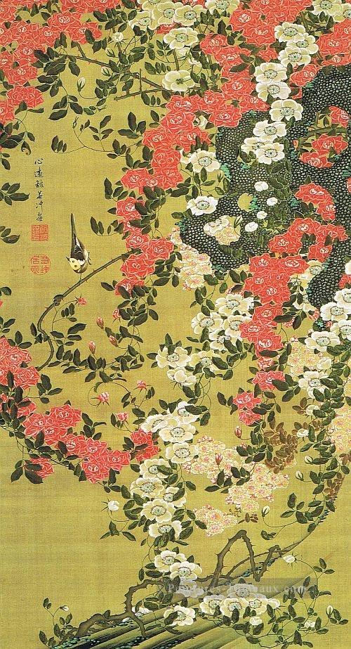 roses Bara Shou Kin zu ITO Jakuchu japonais Peintures à l'huile